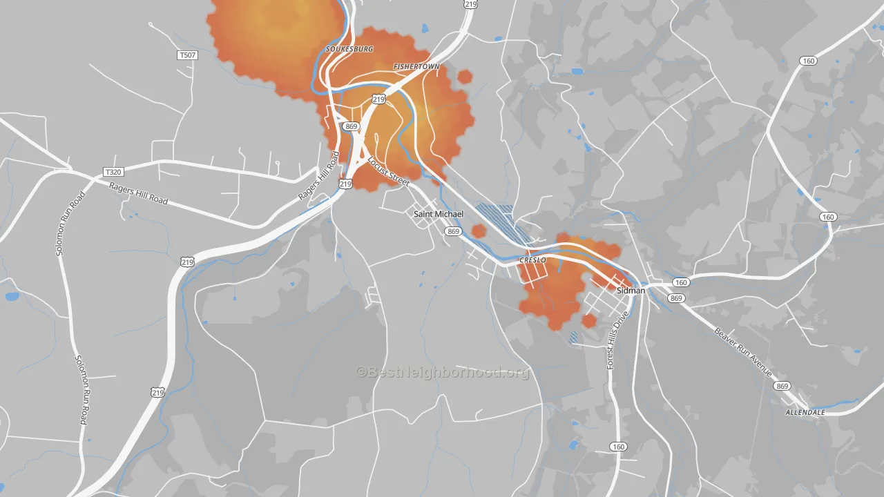 Bike Grade map of St. Michael, PA