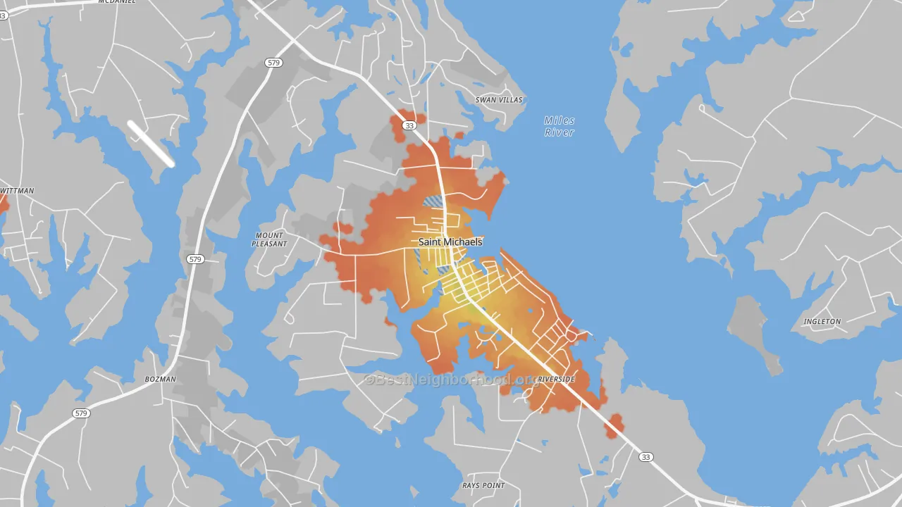 Bike Grade map of St. Michaels, MD