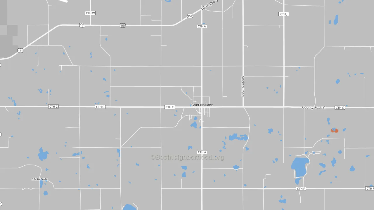 Bike Grade map of St. Nazianz, WI