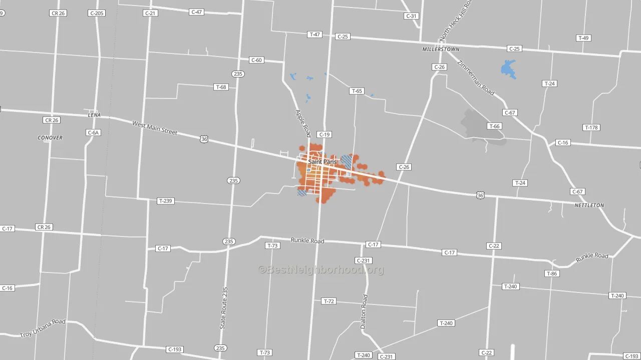 Bike Grade map of St. Paris, OH
