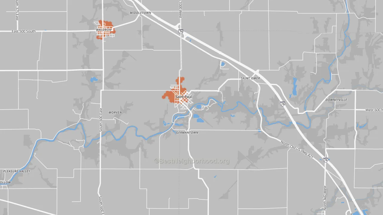 Bike Grade map of St. Paul, IN