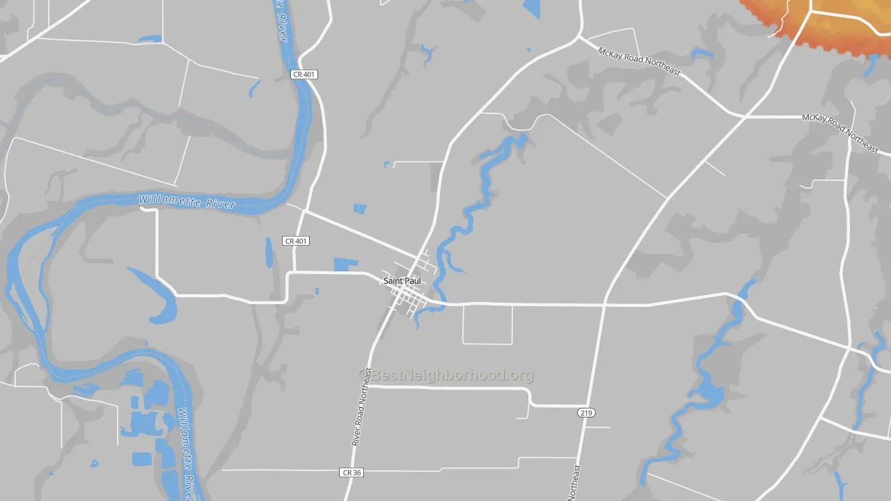Bike Grade map of St. Paul, OR