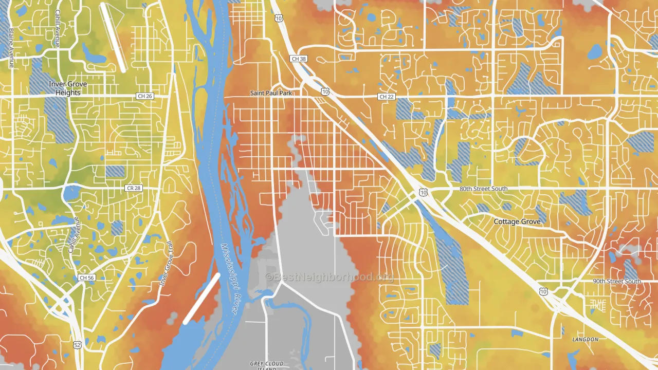 Bike Grade map of St. Paul Park, MN