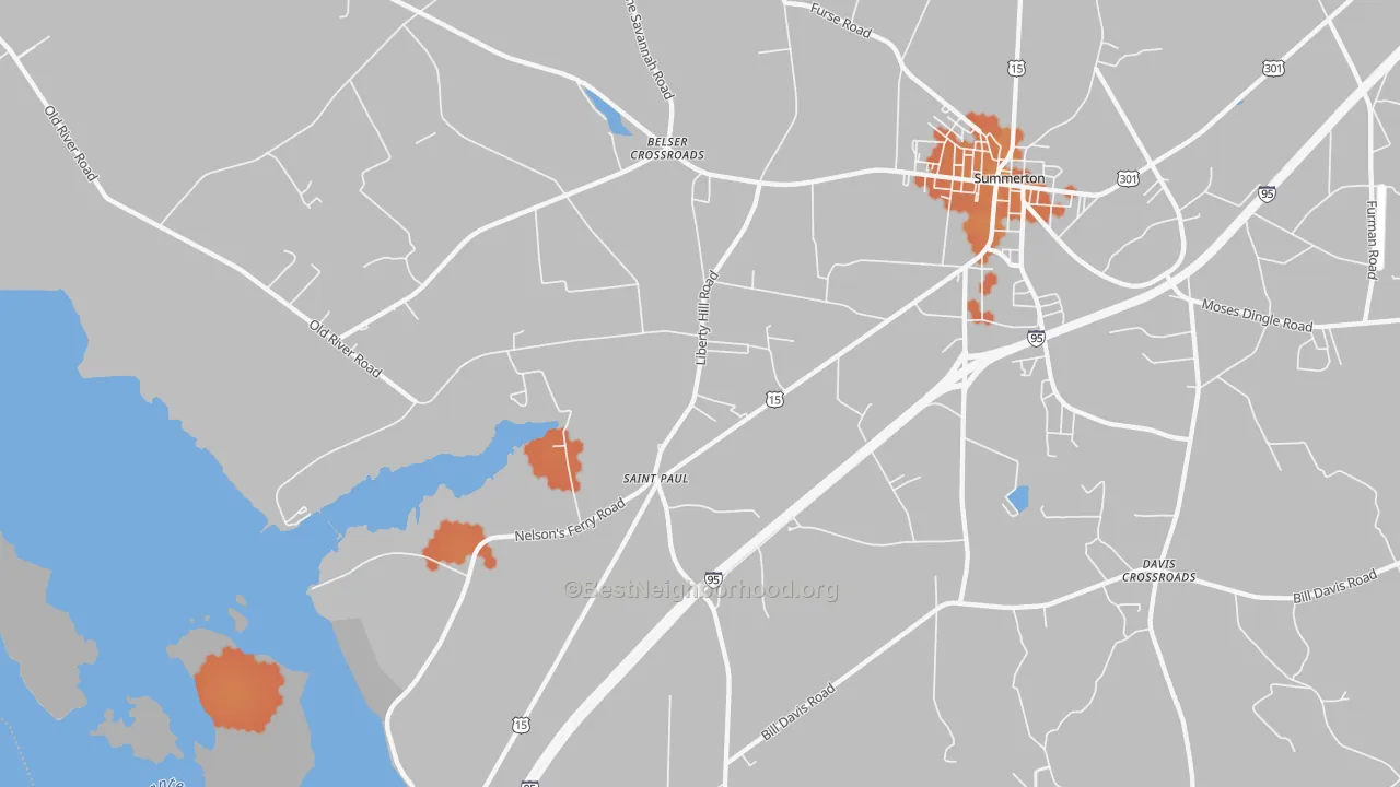 Bike Grade map of St. Paul, SC