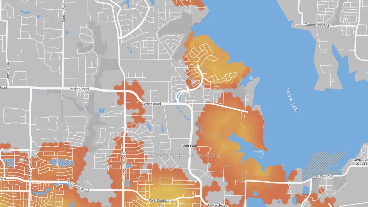 Bike Grade map of St. Paul, TX