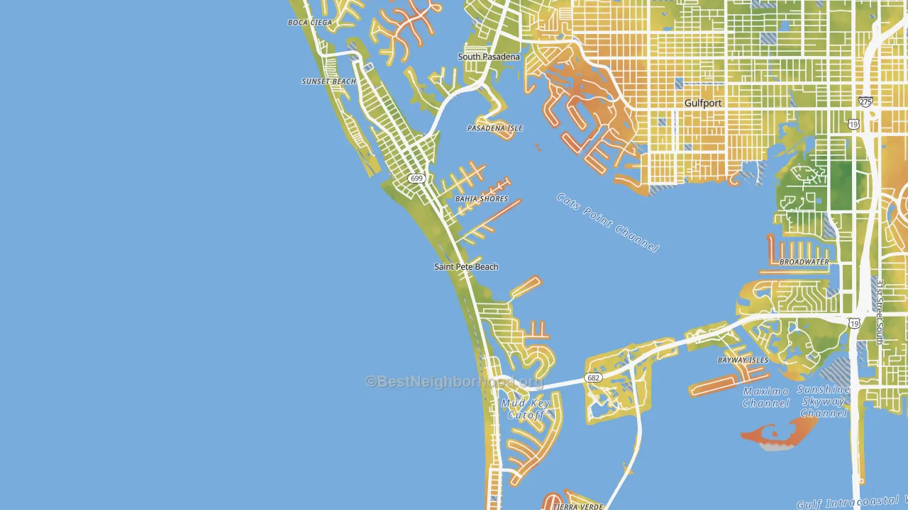 Bike Grade map of St. Pete Beach, FL