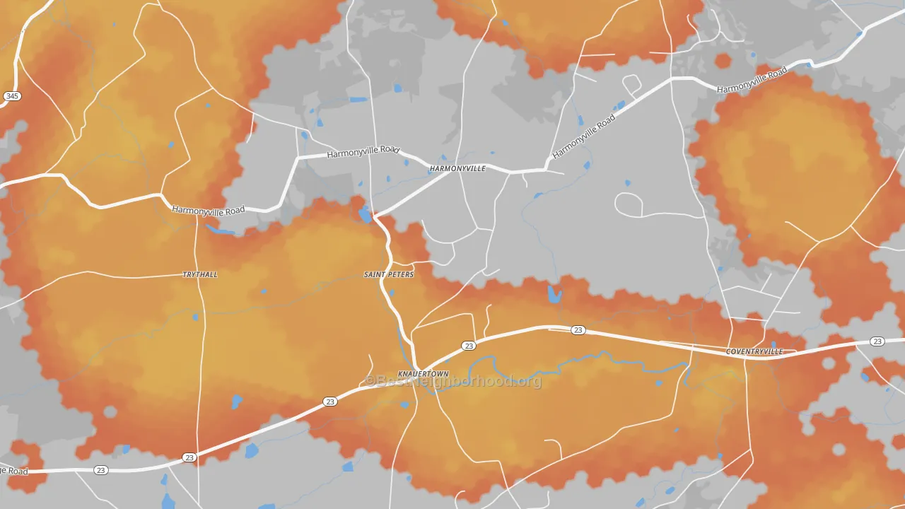 Bike Grade map of St. Peters, PA