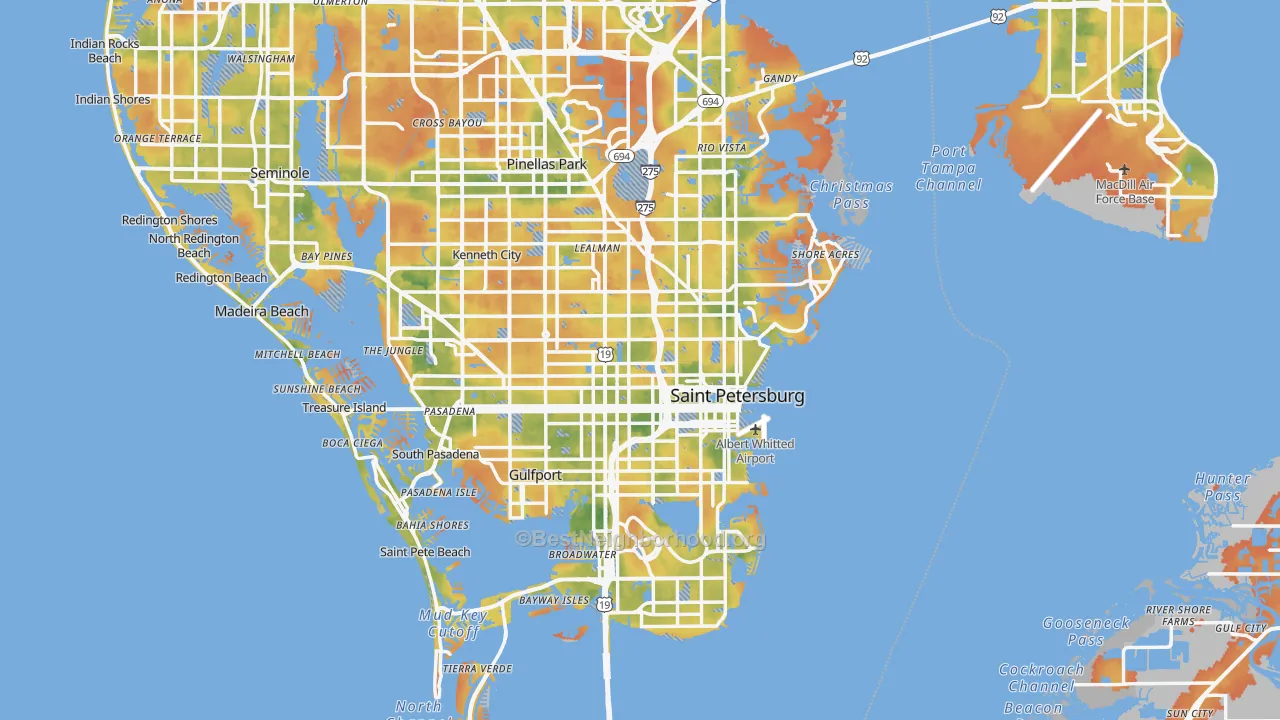 Bike Grade map of St. Petersburg, FL