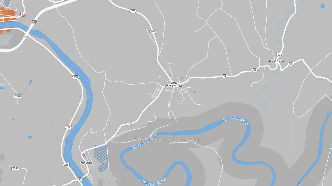 Bike Grade map of St. Petersburg, PA