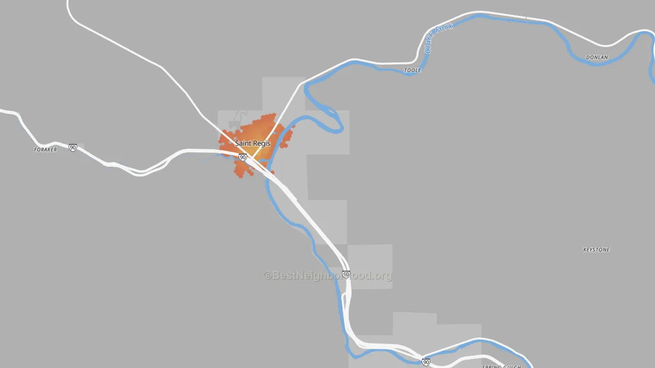 Bike Grade map of St. Regis, MT