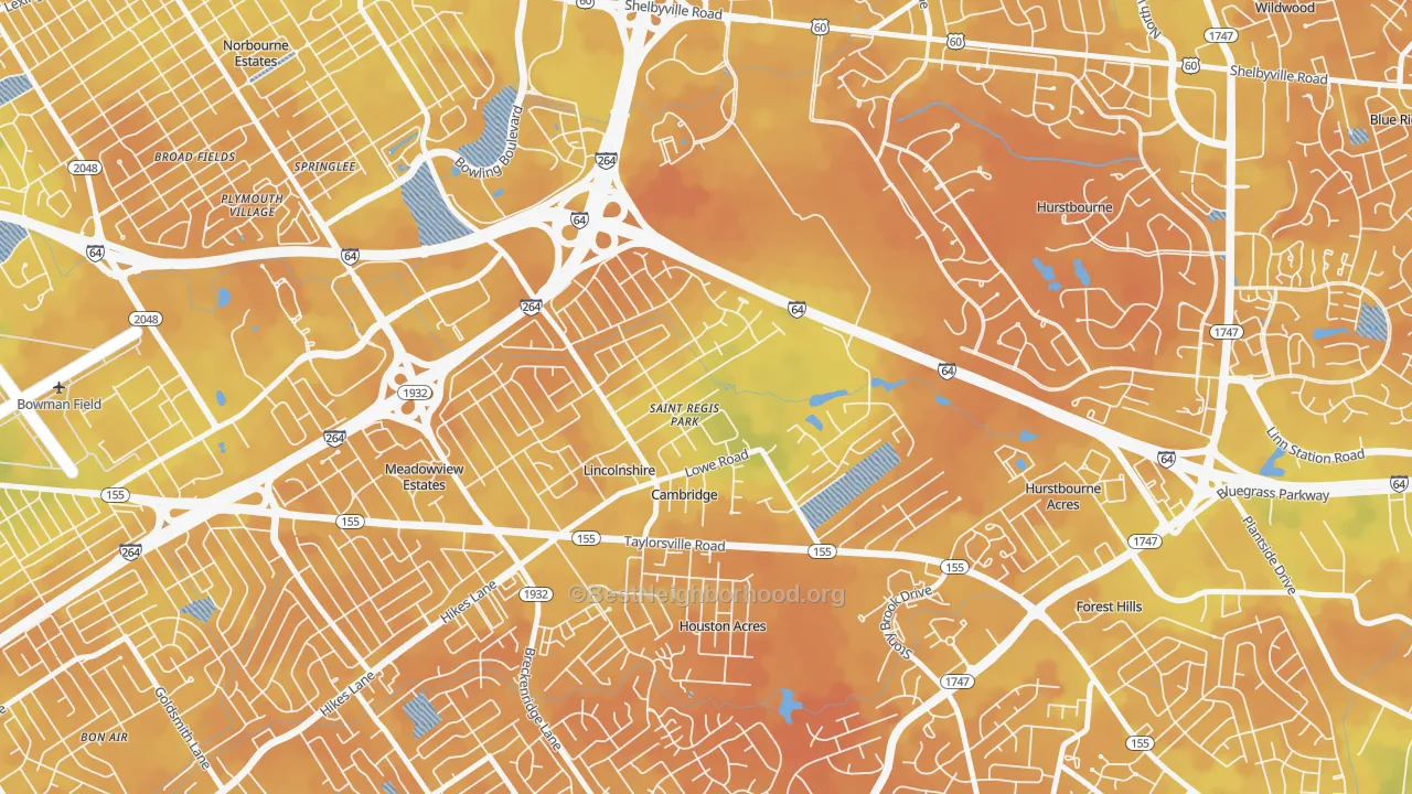 Bike Grade map of St. Regis Park, KY
