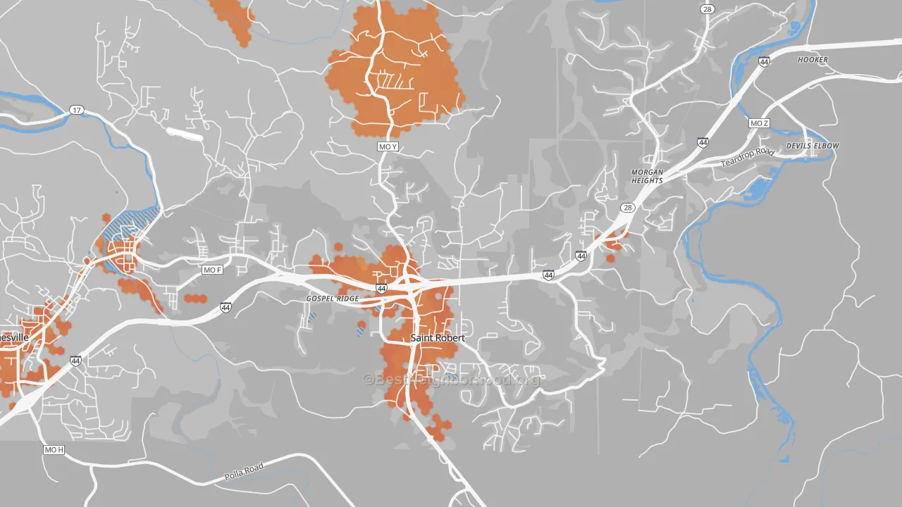Bike Grade map of St. Robert, MO