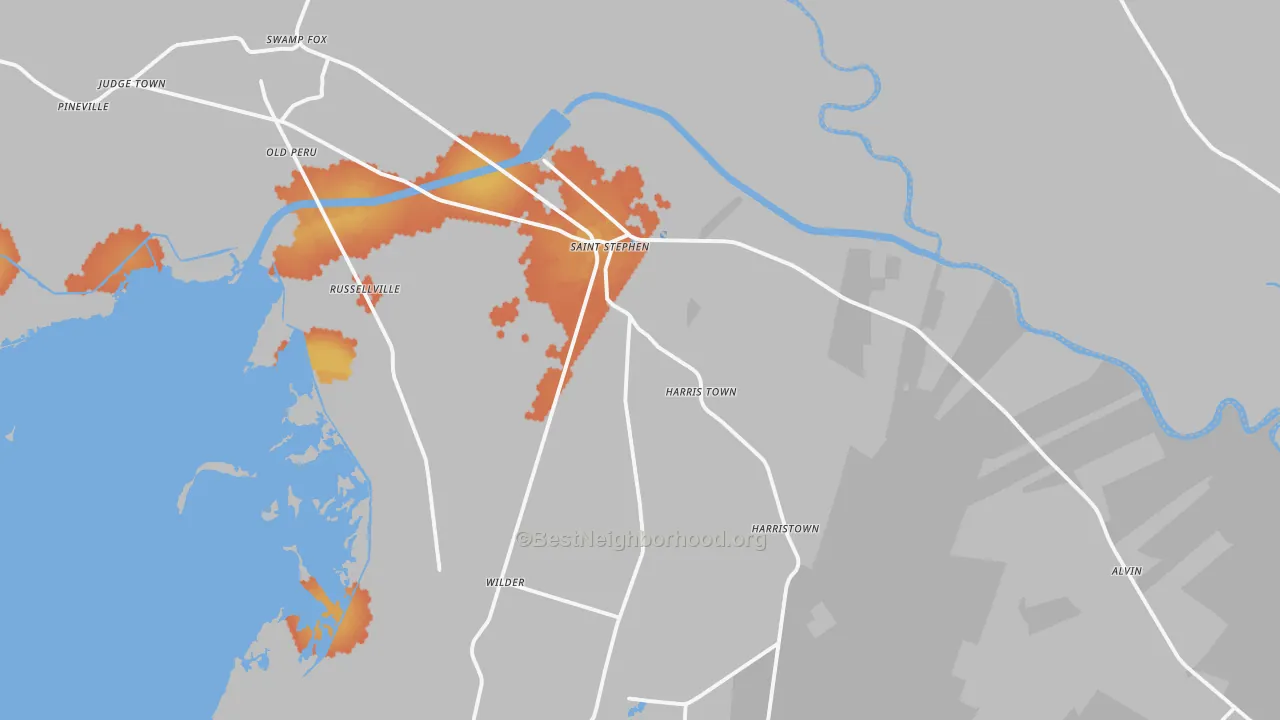 Bike Grade map of St. Stephen, SC