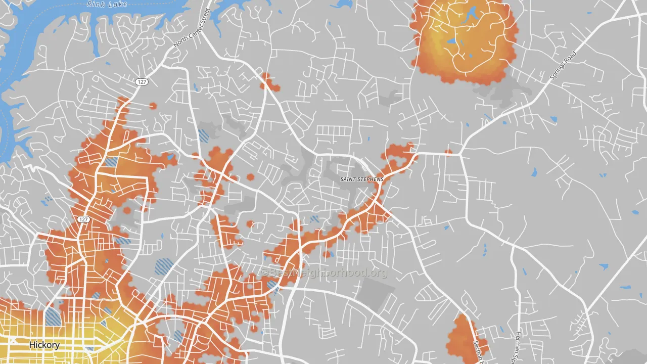 Bike Grade map of St. Stephens, NC
