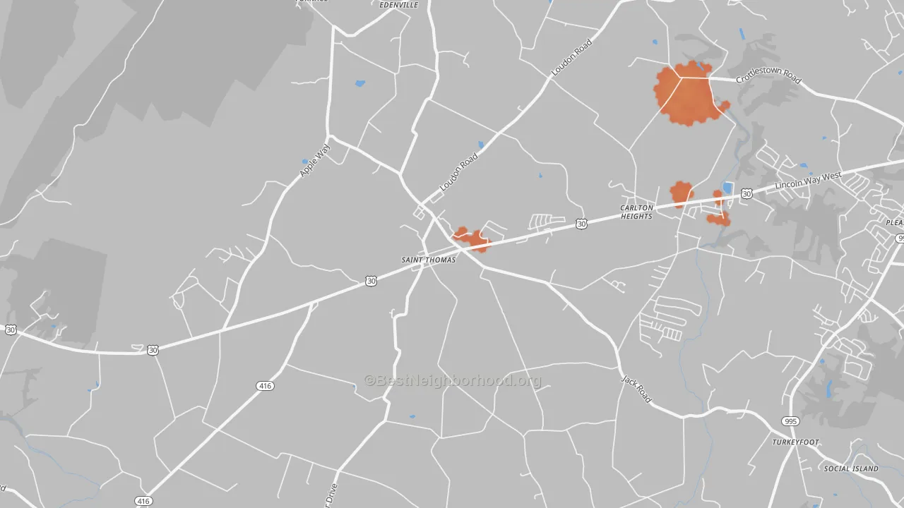 Bike Grade map of St. Thomas, PA