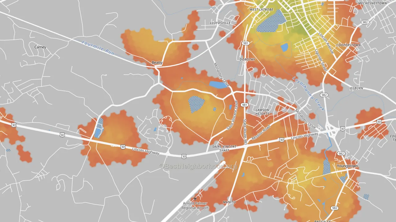 Bike Grade map of St. Vincent College, PA