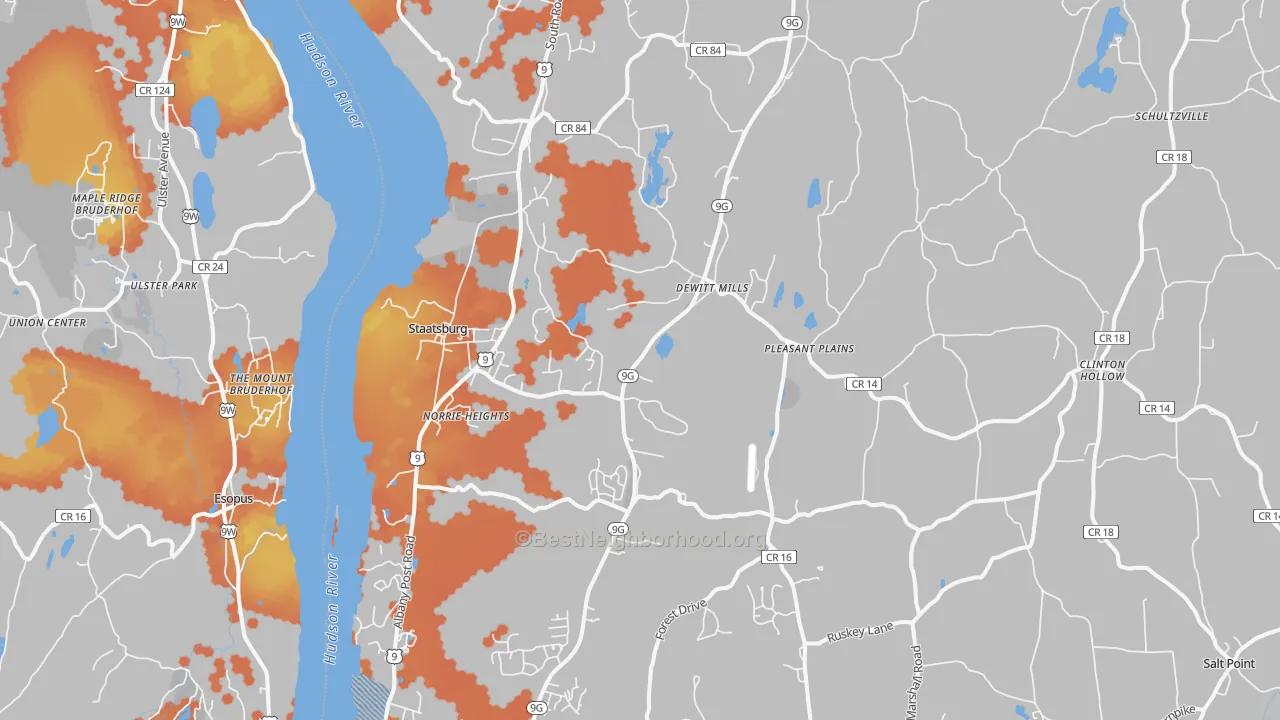 Bike Grade map of Staatsburg, NY