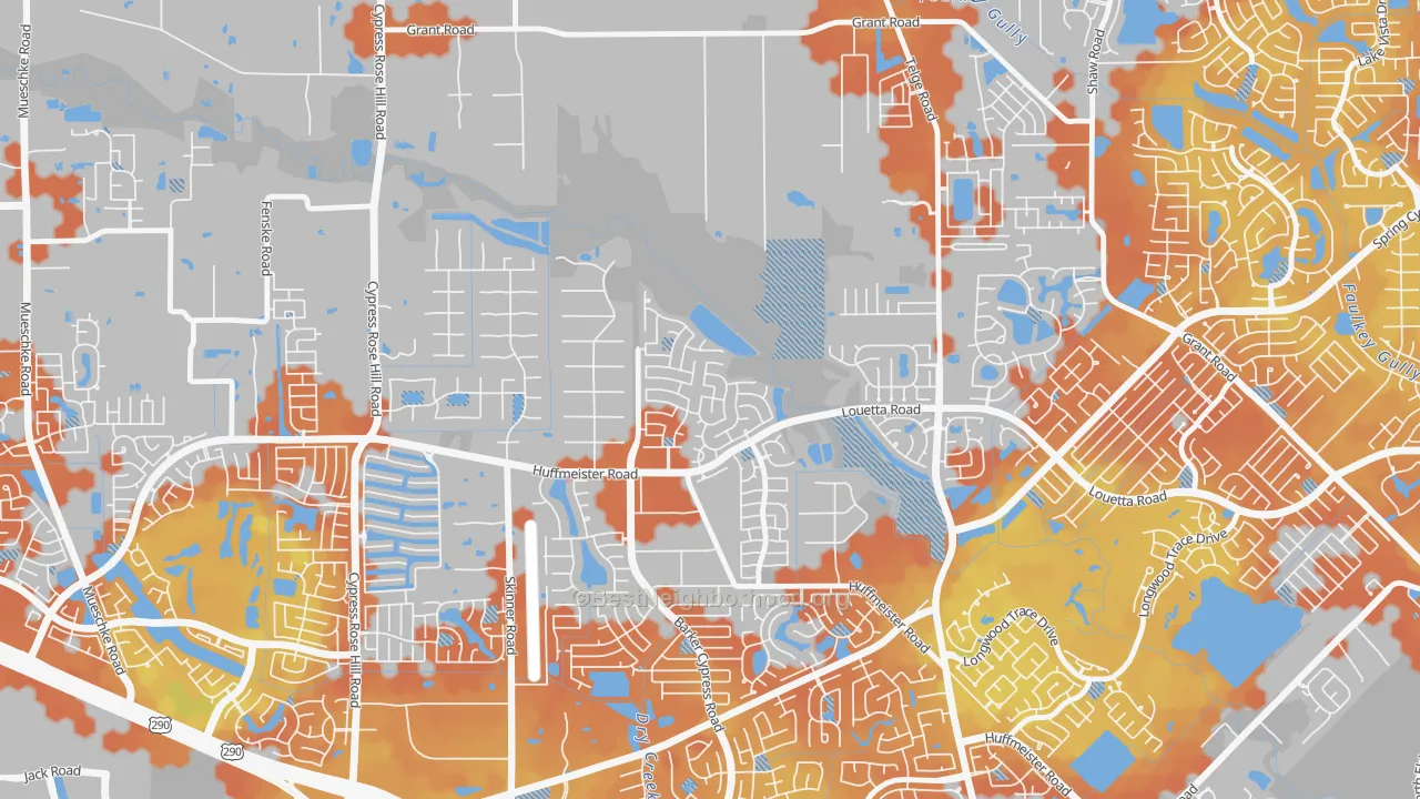 Bike Grade map of Stablewood-Valley Hi North-Houston, Cypress, TX