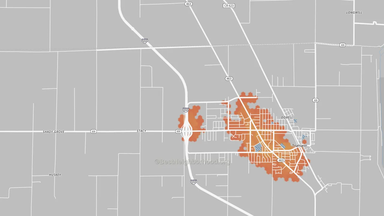 Bike Grade map of Stacy, AR