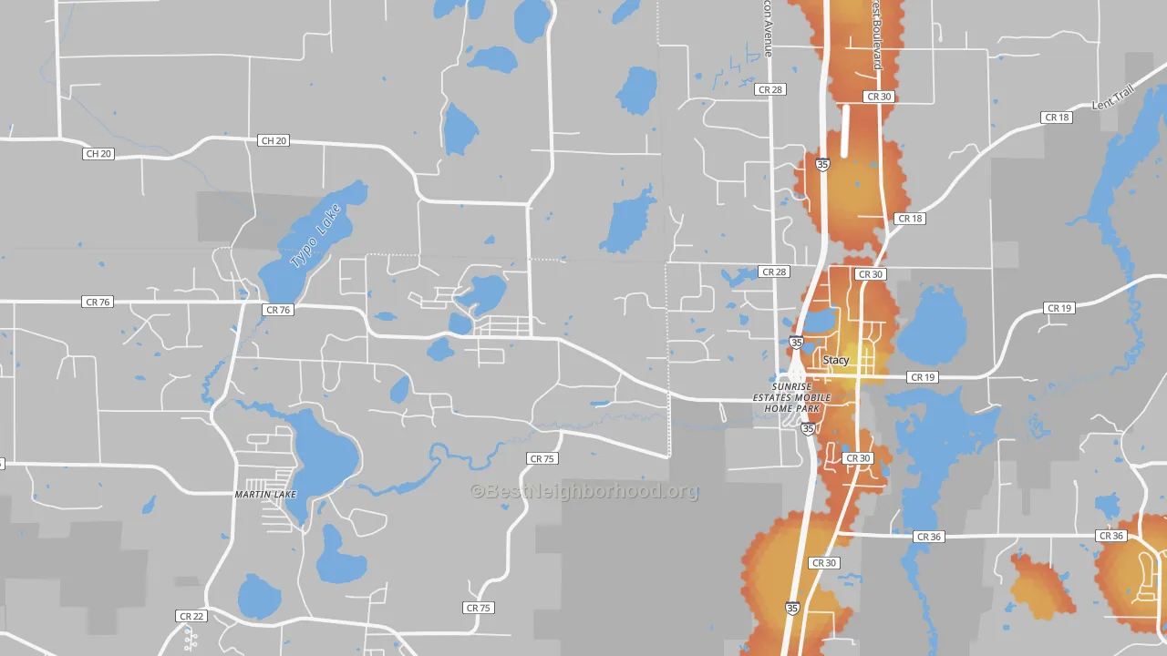 Bike Grade map of Stacy, MN