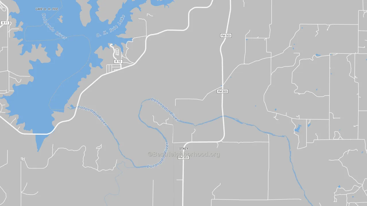 Bike Grade map of Stacy, TX
