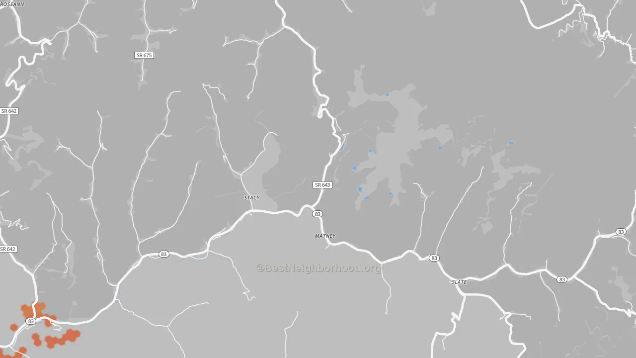 Bike Grade map of Stacy, VA