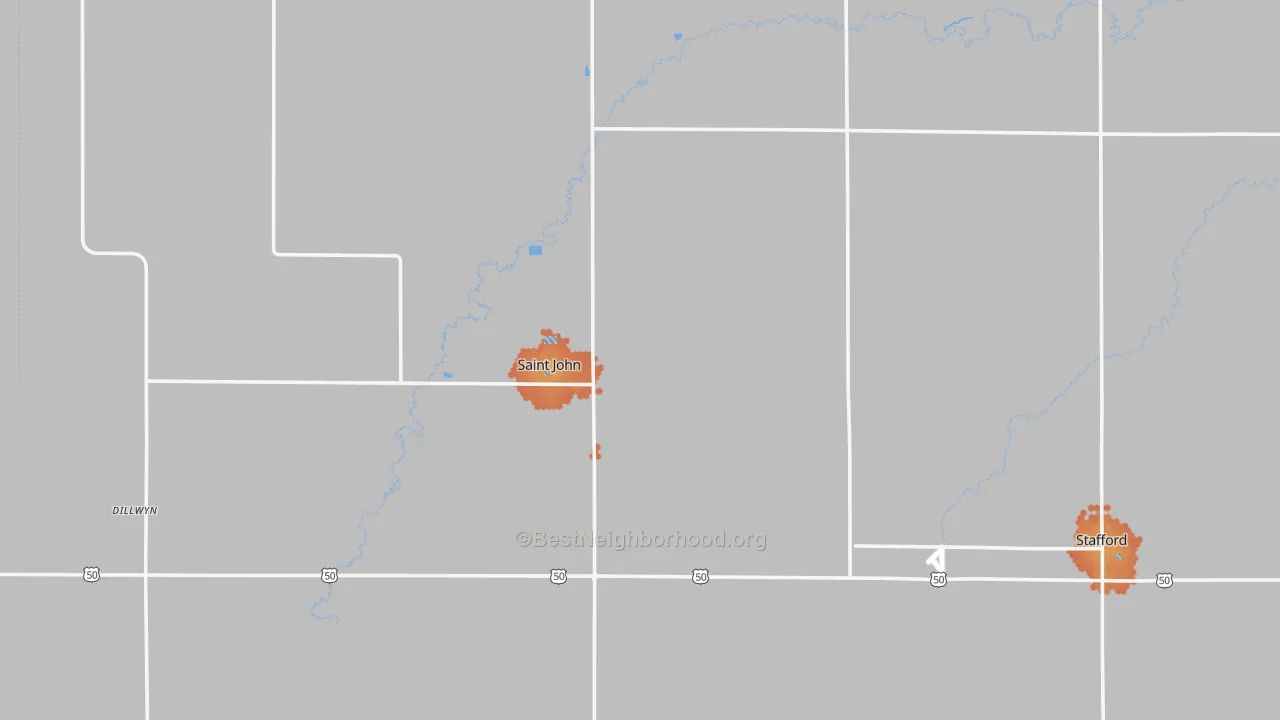 Bike Grade map of Stafford County, KS