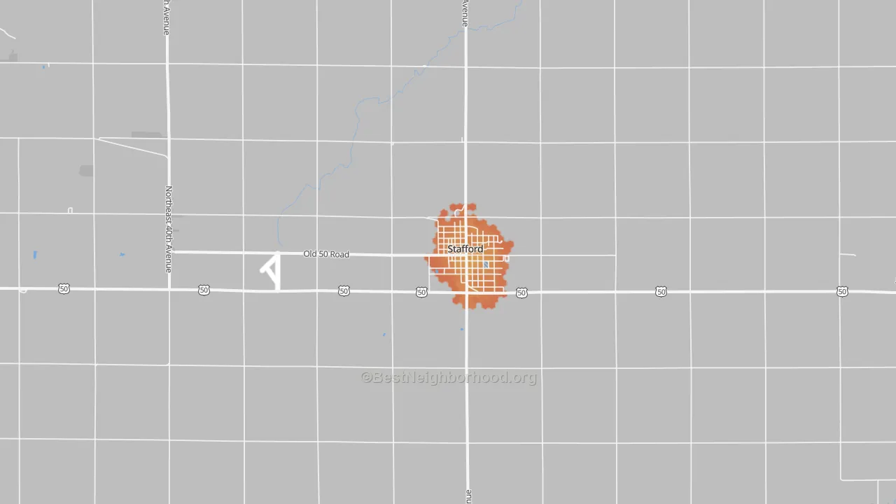 Bike Grade map of Stafford, KS
