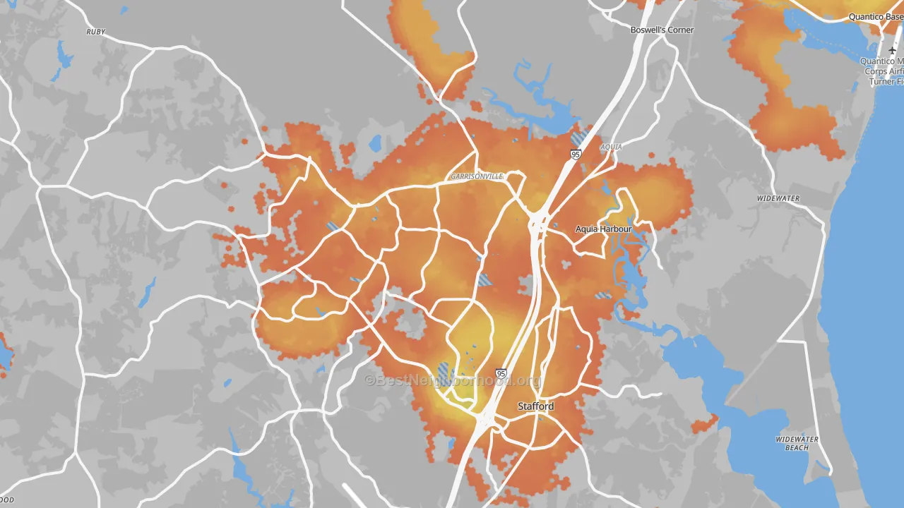 Bike Grade map of Stafford, VA
