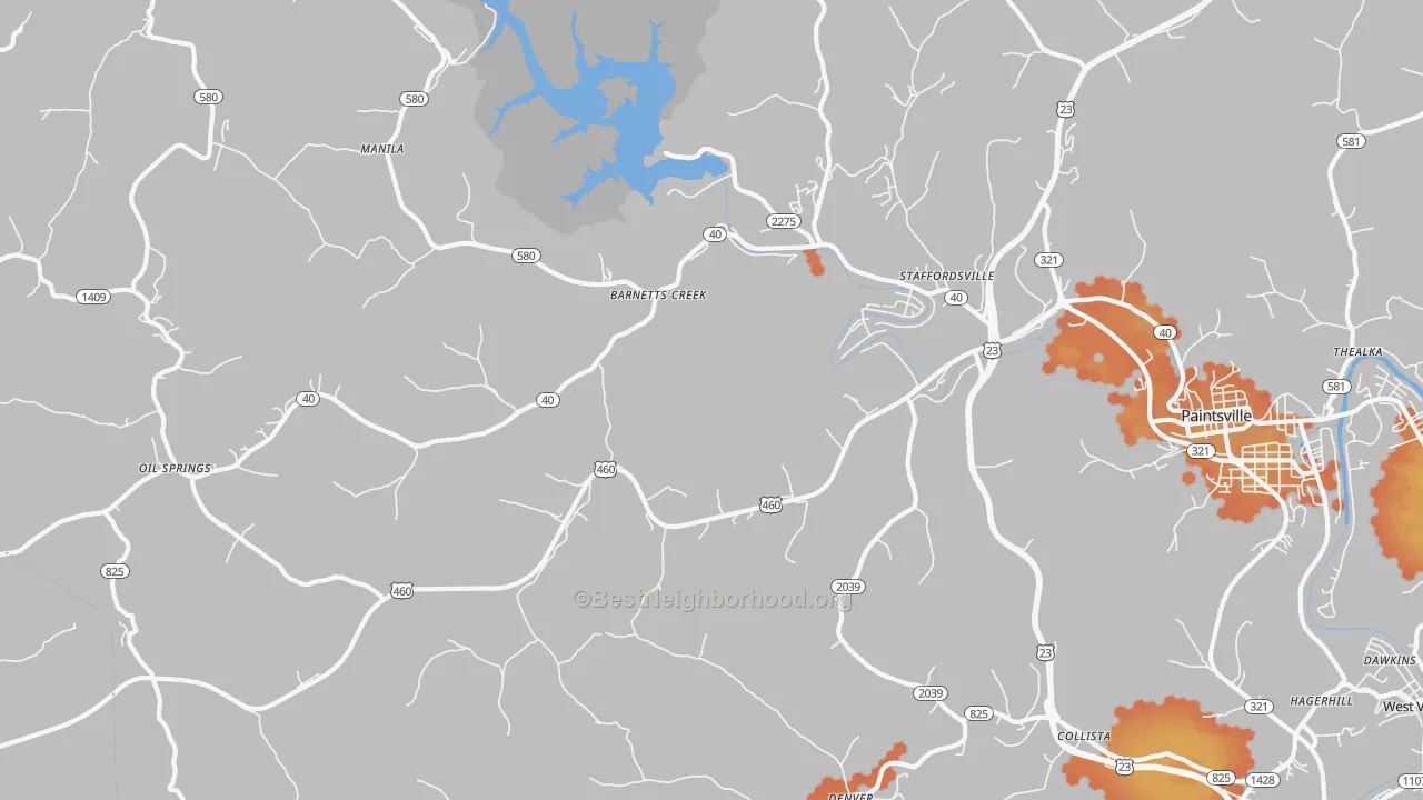 Bike Grade map of Staffordsville, KY