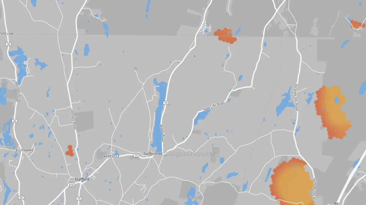 Bike Grade map of Staffordville, CT