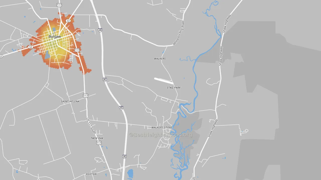 Bike Grade map of Stag Park, NC