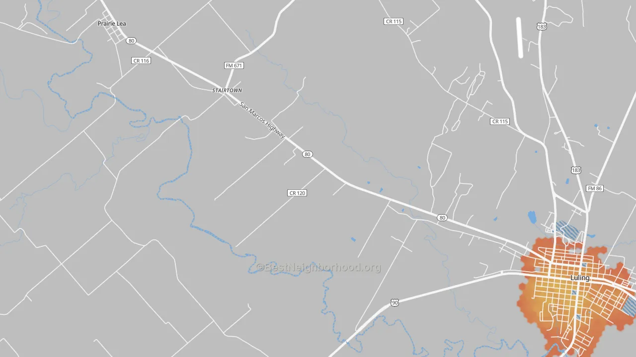 Bike Grade map of Stairtown, TX