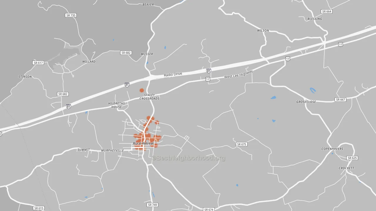 Bike Grade map of Staley Crossroads, VA