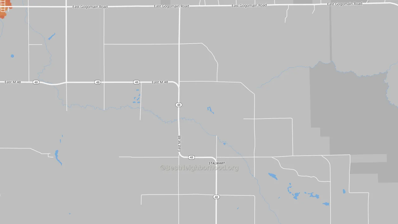 Bike Grade map of Stalwart, MI