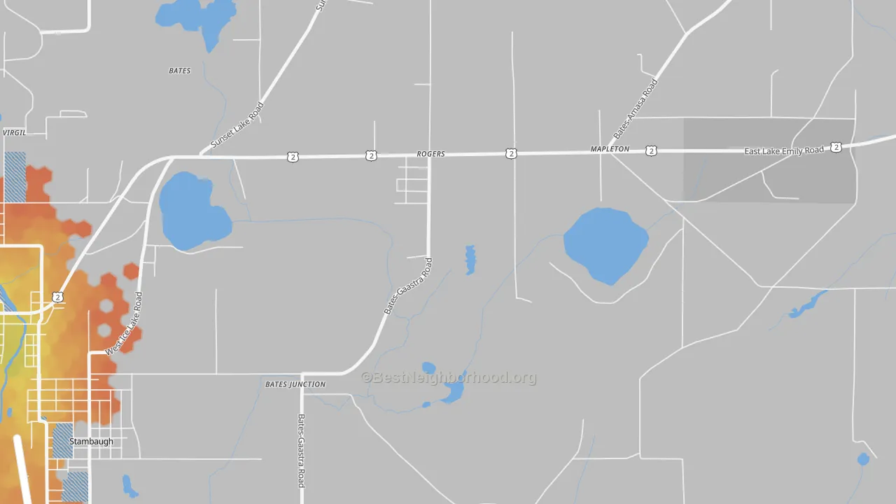 Bike Grade map of Stambaugh, MI