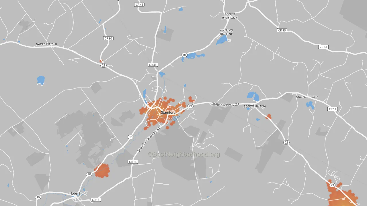 Bike Grade map of Stamford, NY