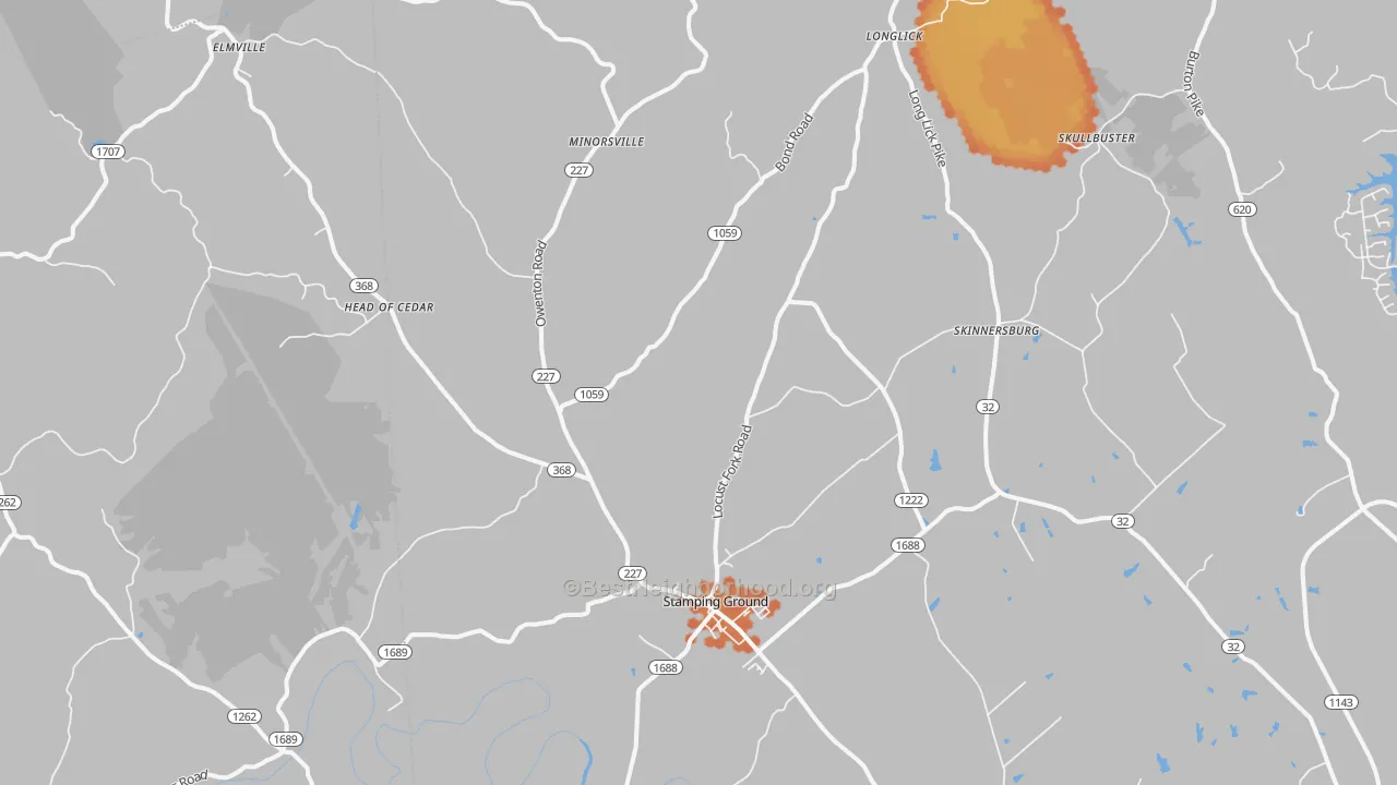 Bike Grade map of Stamping Ground, KY