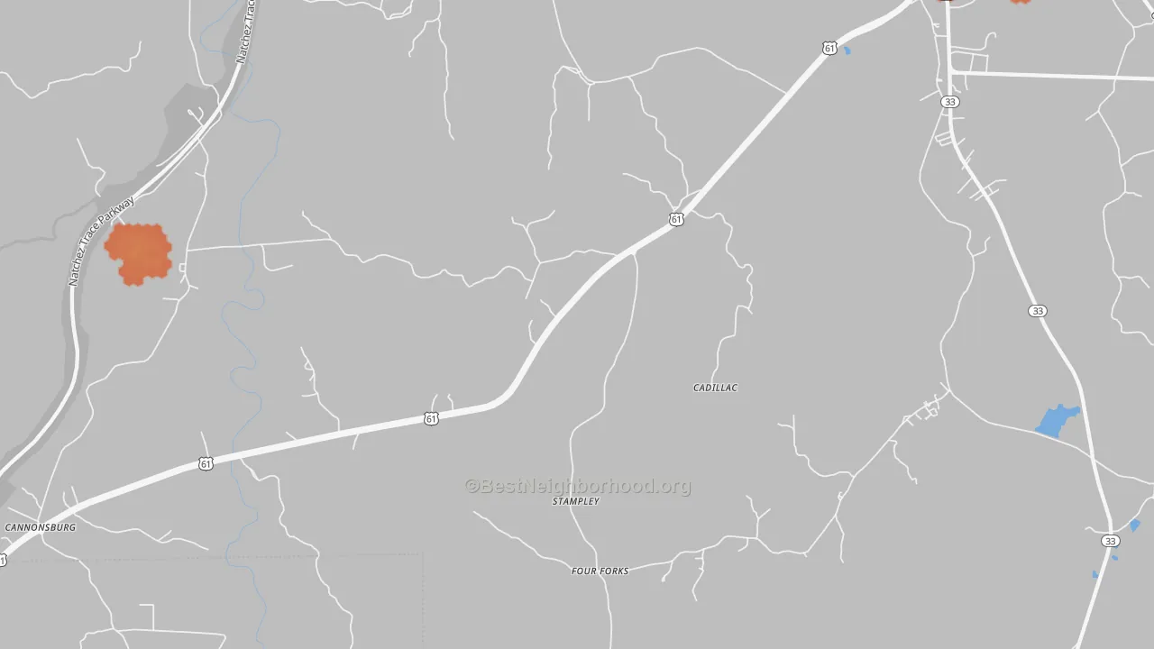 Bike Grade map of Stampley, MS