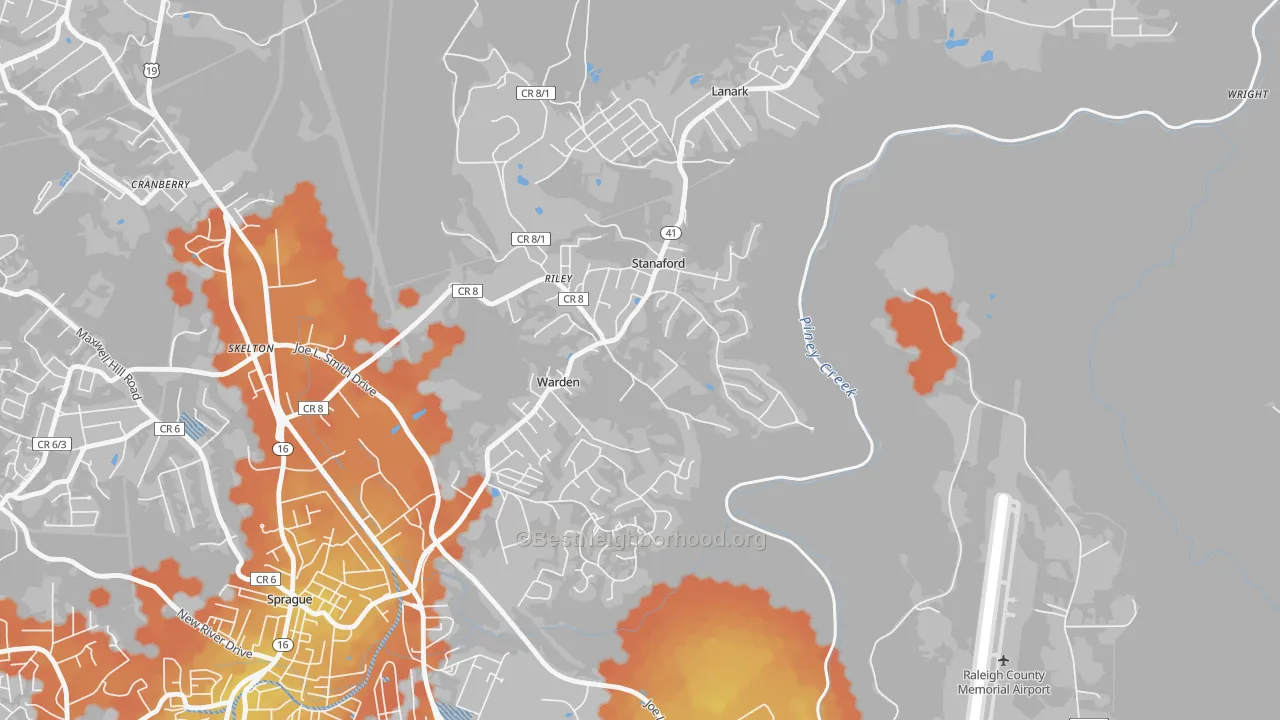 Bike Grade map of Stanaford, WV