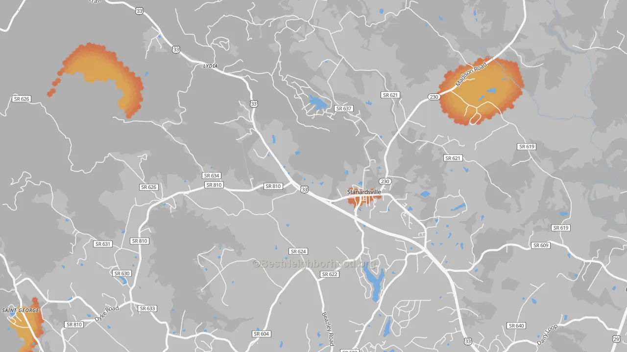 Bike Grade map of Stanardsville, VA