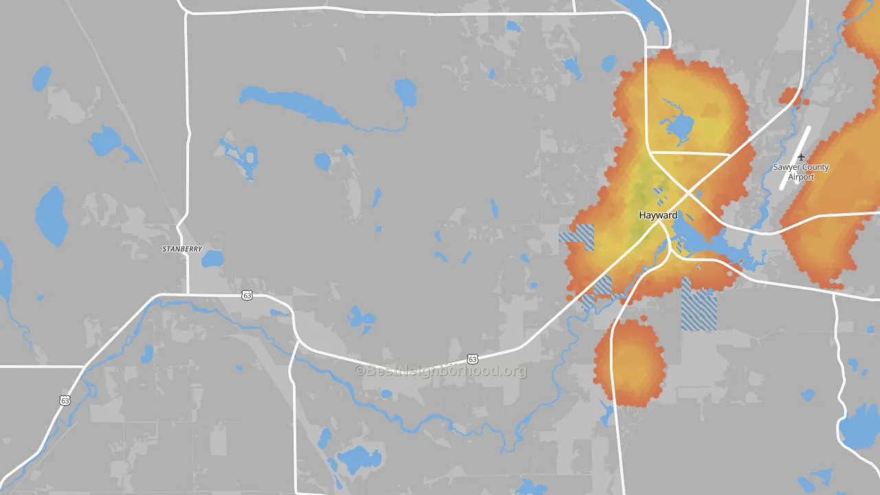 Bike Grade map of Stanberry, WI