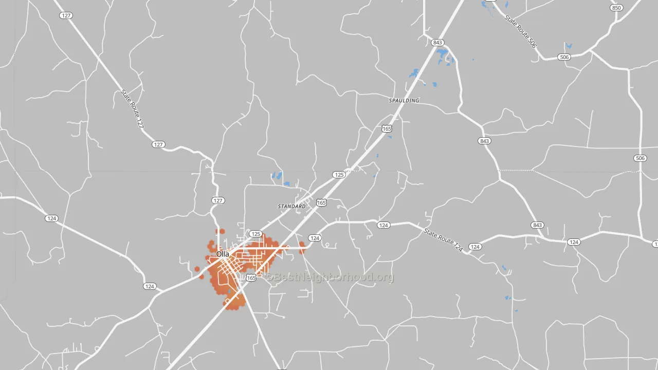 Bike Grade map of Standard, LA