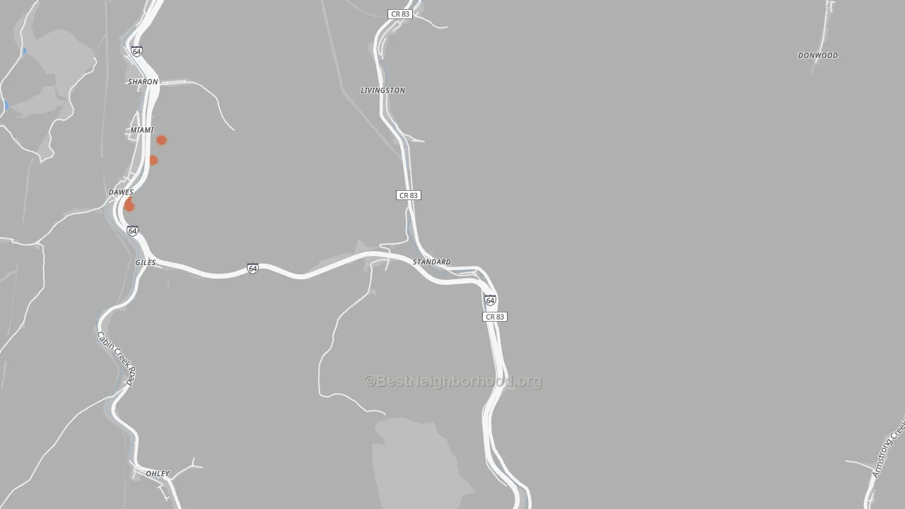 Bike Grade map of Standard, WV