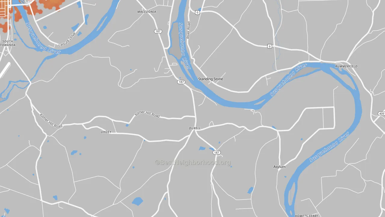 Bike Grade map of Standing Stone, PA