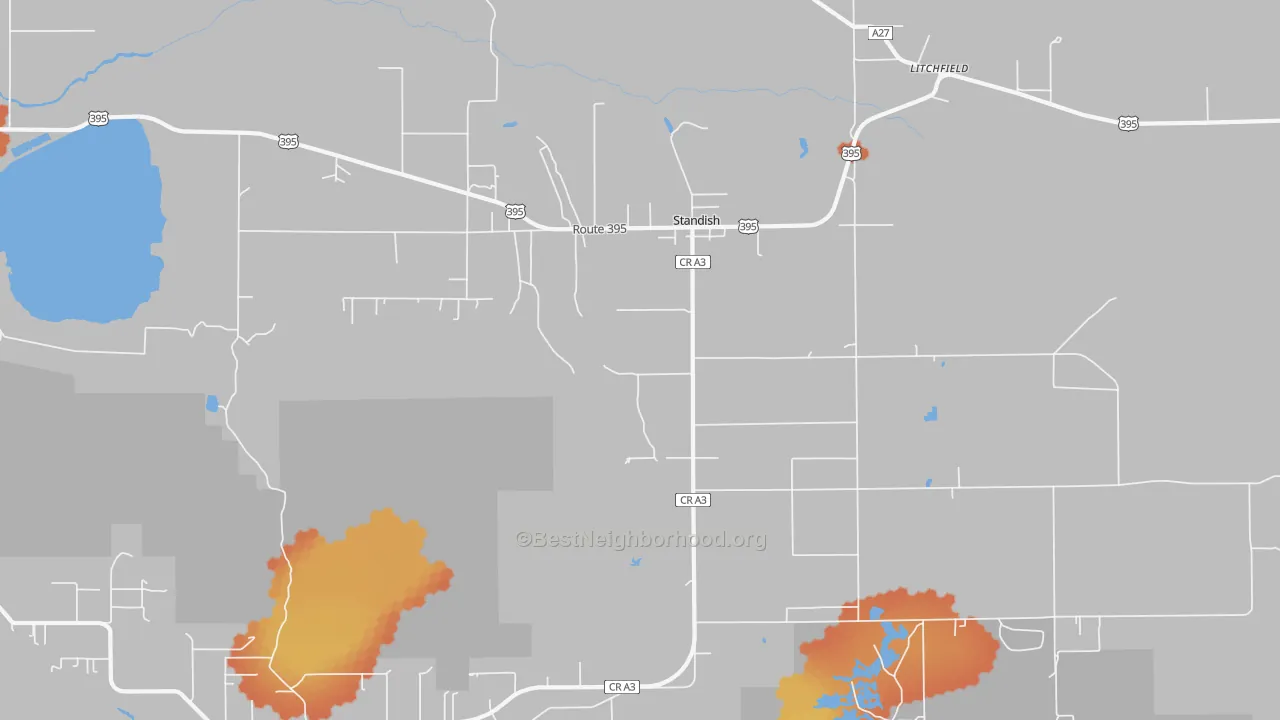 Bike Grade map of Standish, CA