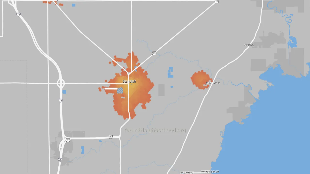 Bike Grade map of Standish, MI