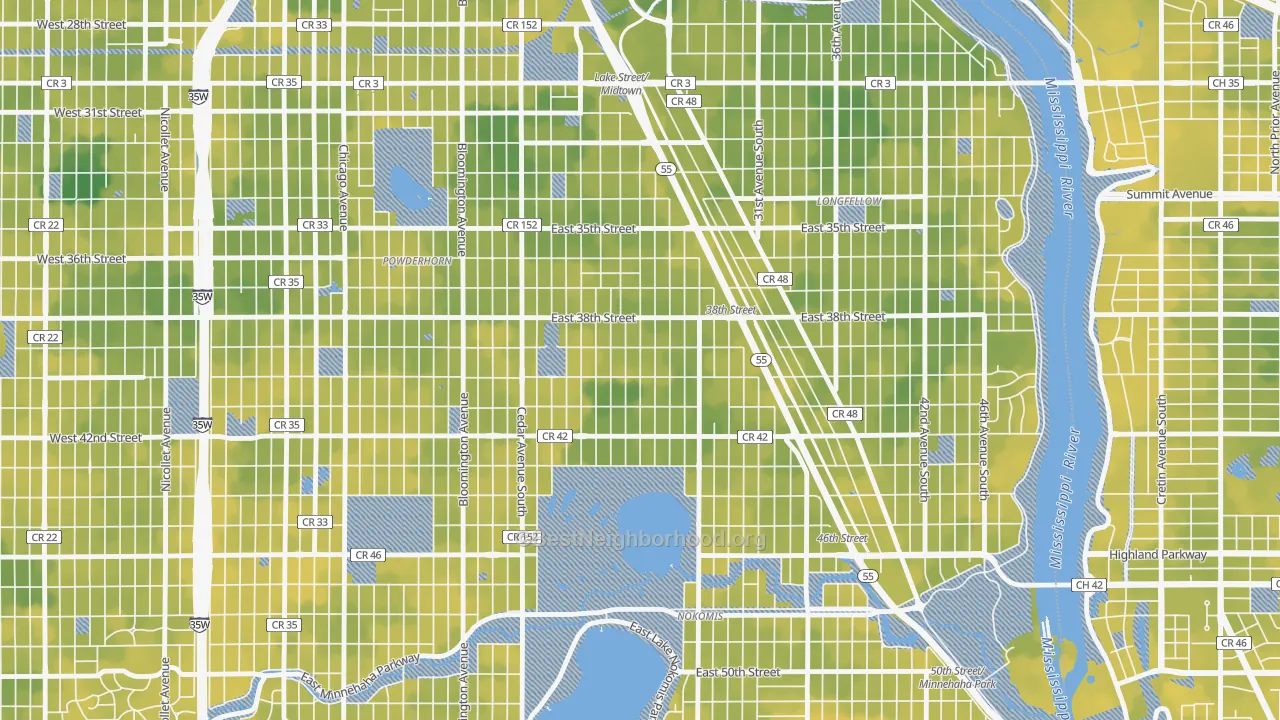Bike Grade map of Standish, Minneapolis, MN