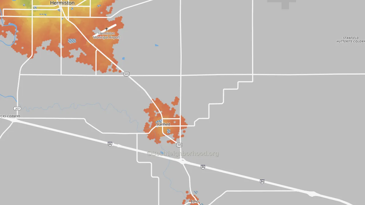 Bike Grade map of Stanfield, OR