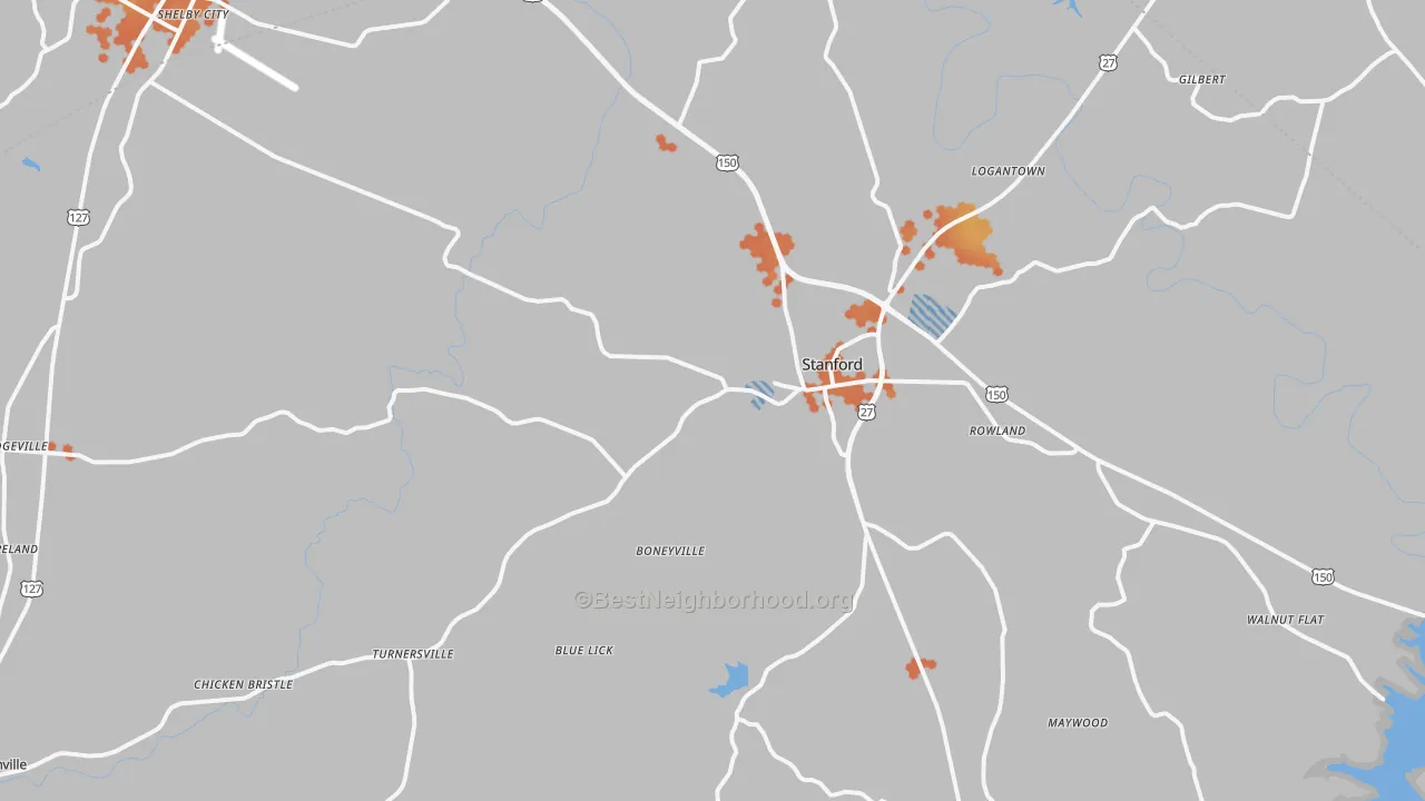 Bike Grade map of Stanford, KY